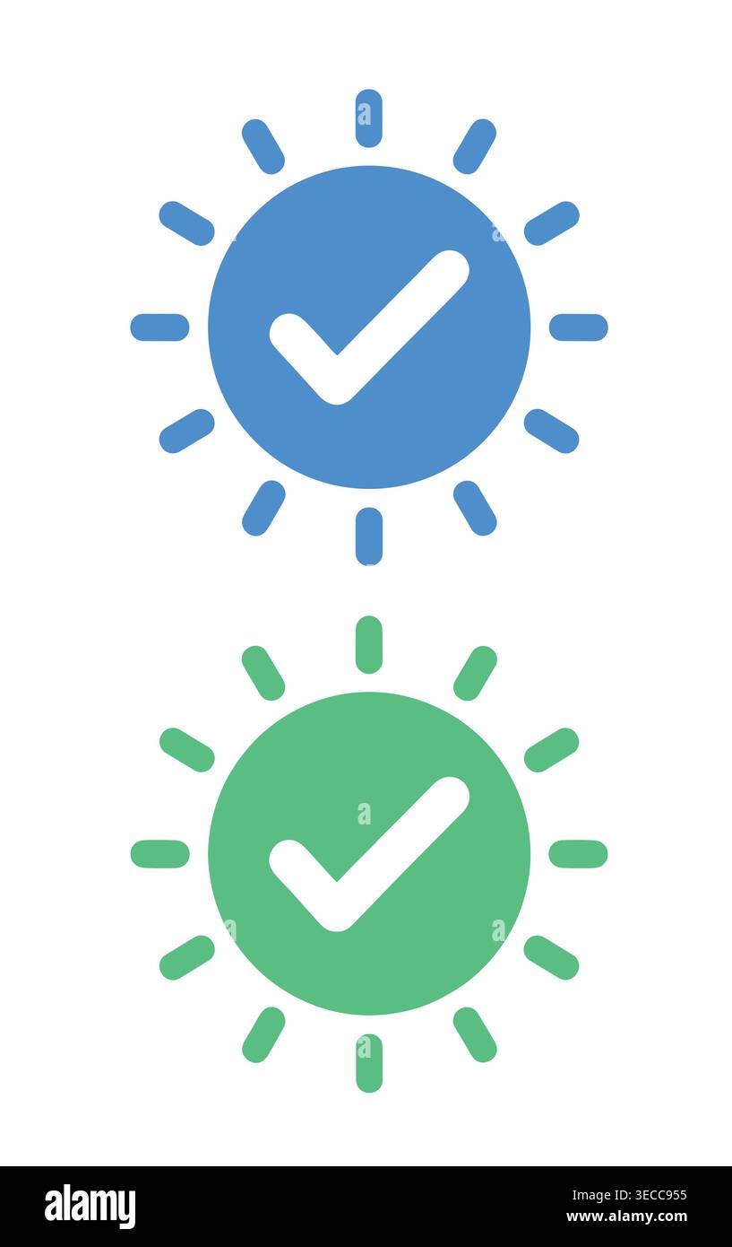 Task completion notification icon collection in flat style, featuring approval, acceptance, success, verification, and validation. Stock Vector