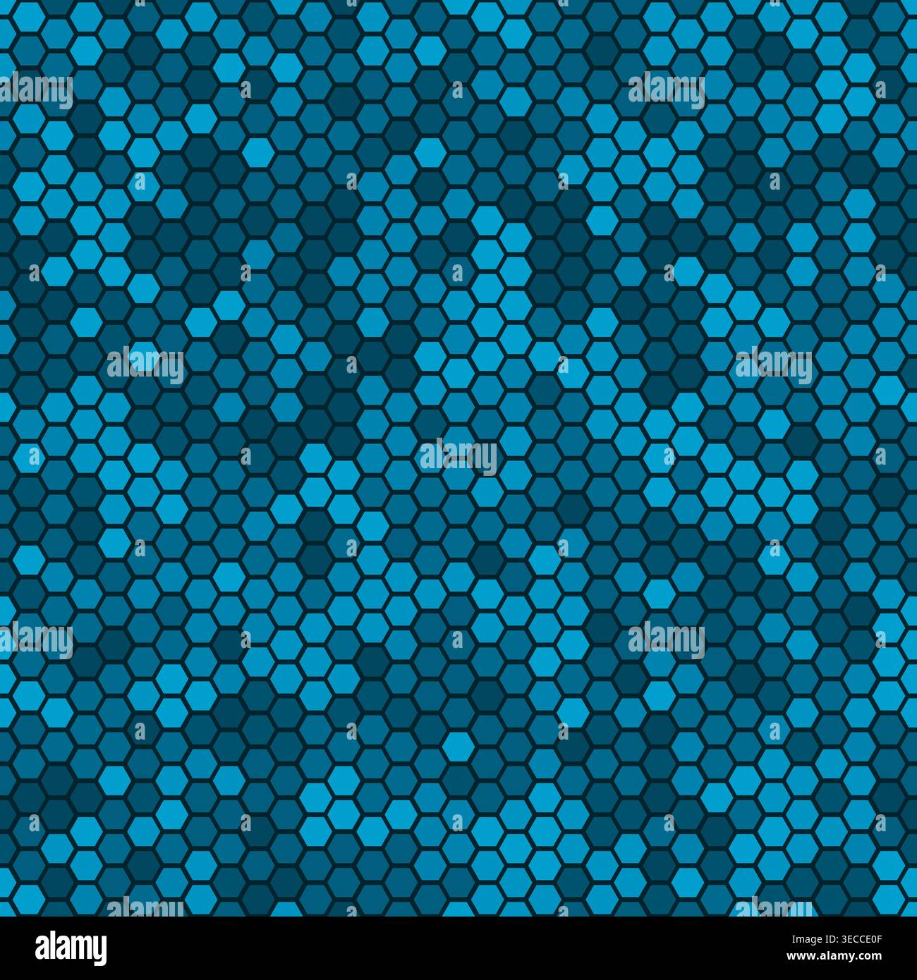 Camouflage seamless pattern with denim blue hexagonal endless geometric camo Stock Vector