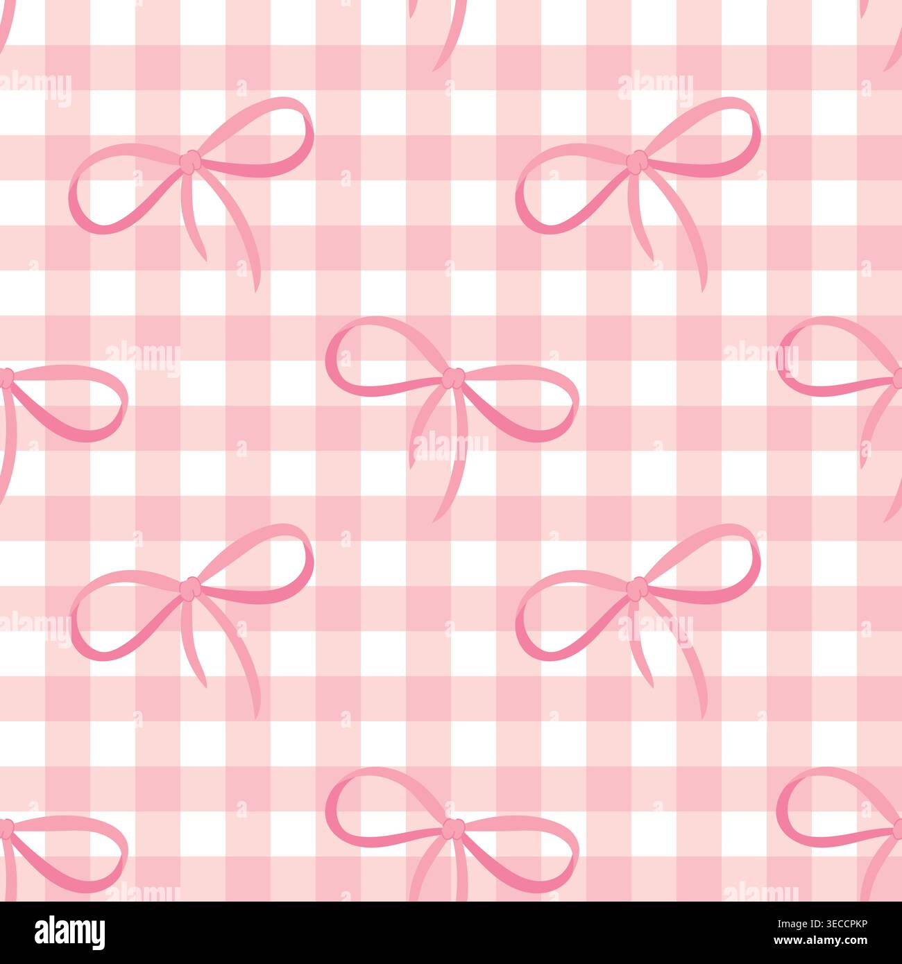 Checkered background with bows in pink Stock Vector