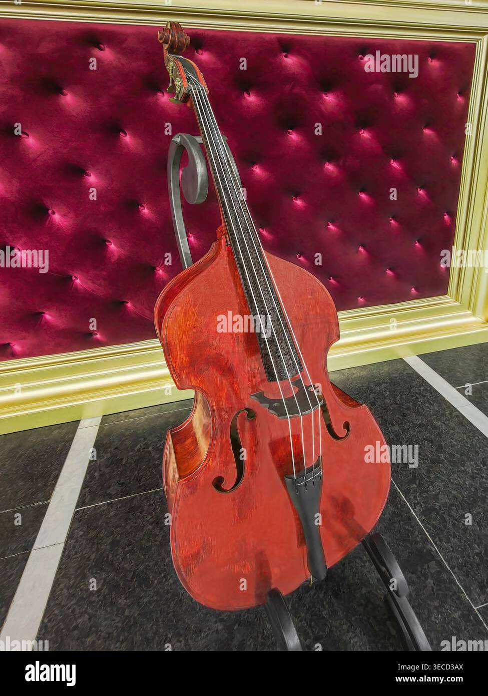 Striking image of double bass, majestic string instrument, stands tall ...