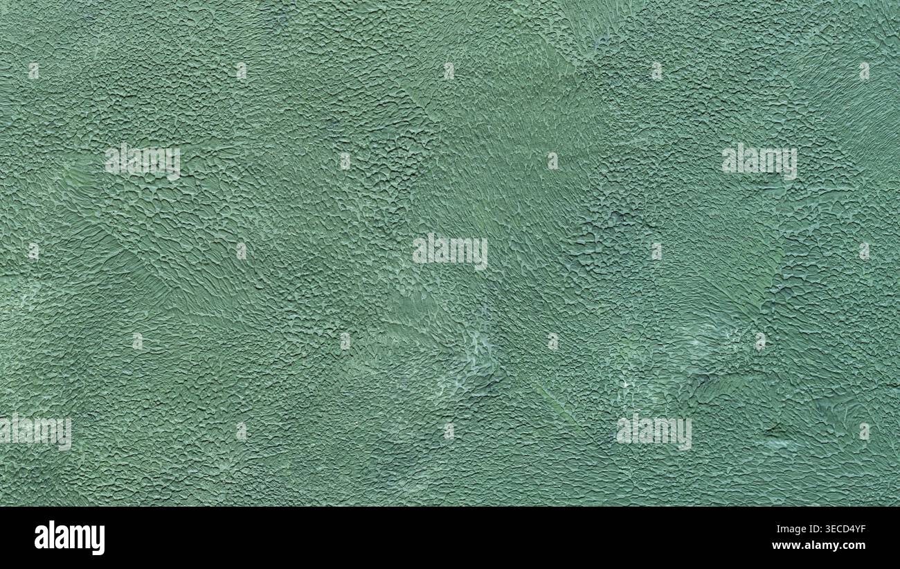 Mint green painted wall texture with rough plaster surface and copy space Stock Photo
