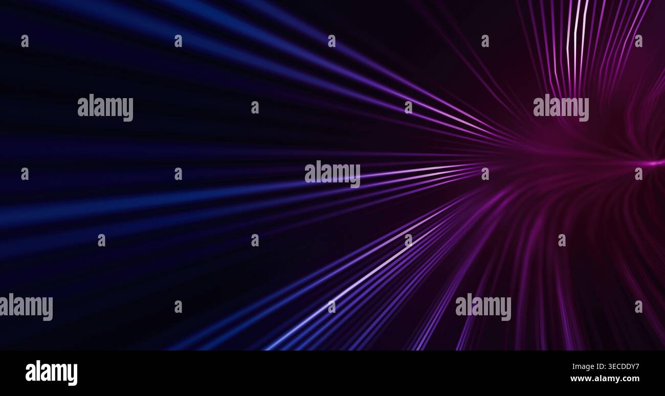 Blue light lines converging, creating an abstract tunnel, representing high-speed data flow, modern technology, and global network connections Stock Photo