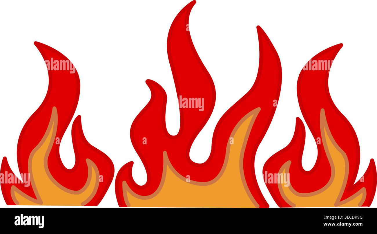Fire illustration. Vector Red Flame on a White Background Stock Vector