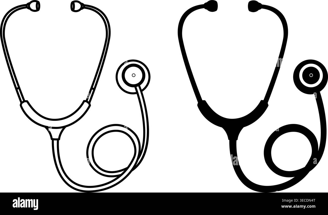 Medical Stethoscope Icons for Doctors. Black and White Icons ...