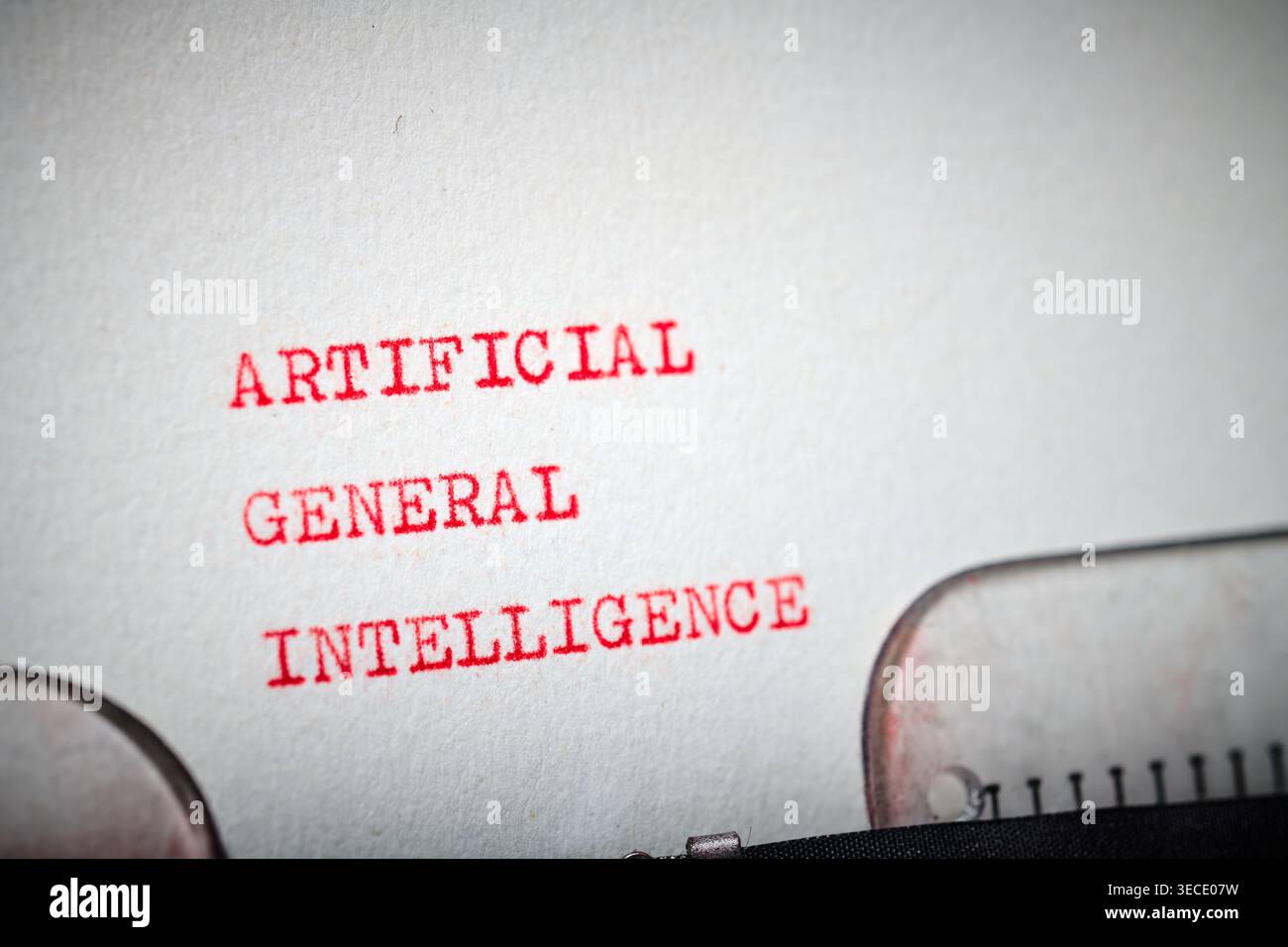 artificial general intelligence message concept written with a typewriter Stock Photo