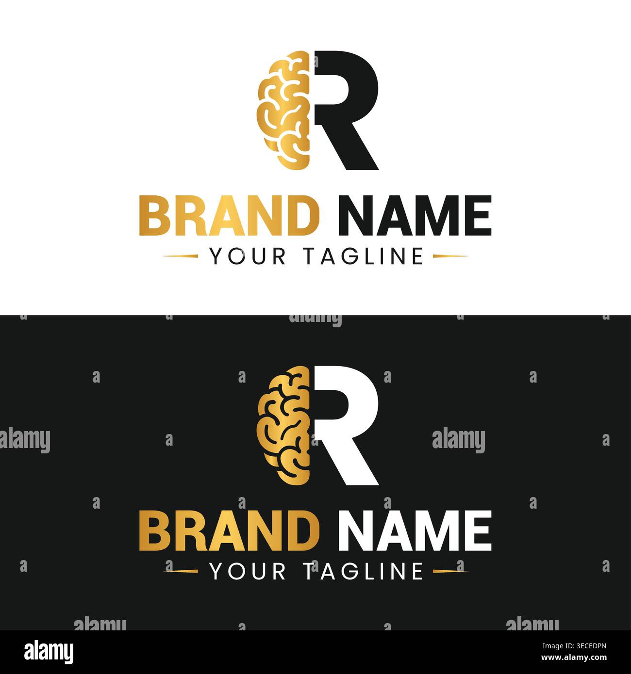 Modern Letter R Brain Logo Design Creative AI Technology Intelligence Initial R Tech Logo template Stock Vector