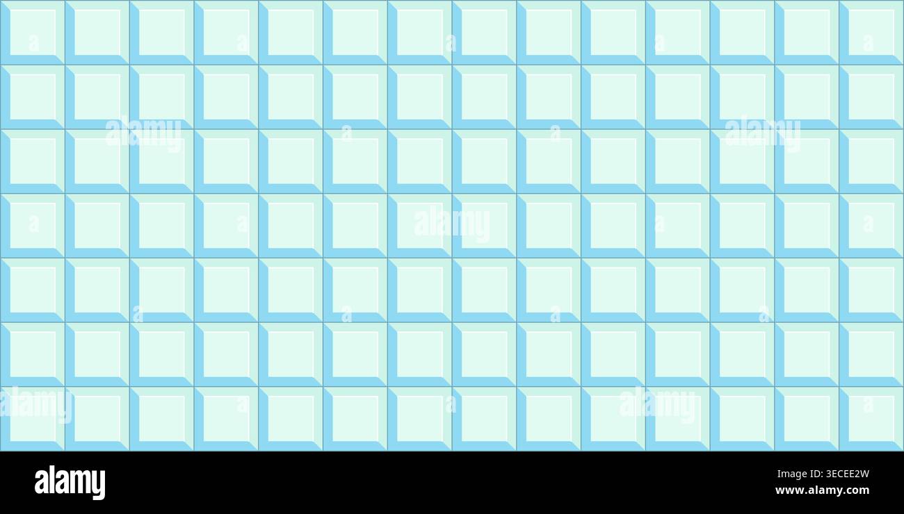 Blue pool tile mosaic pattern with square grid and 3d beveled surface creating a clean modern background Stock Vector