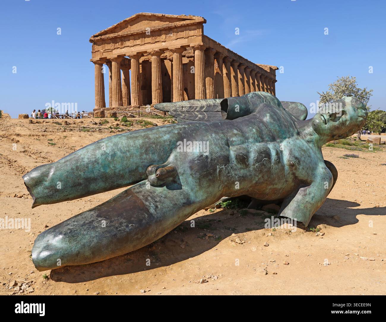 fallen Icarus statue, usually called Icaro Caduto or Statue of Icarus, by the Polish sculptor Igor Mitoraj, England, UK. Stock Photo
