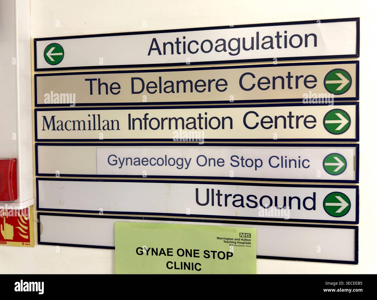 Hospital Sign Gynae, England, UK. Stock Photo