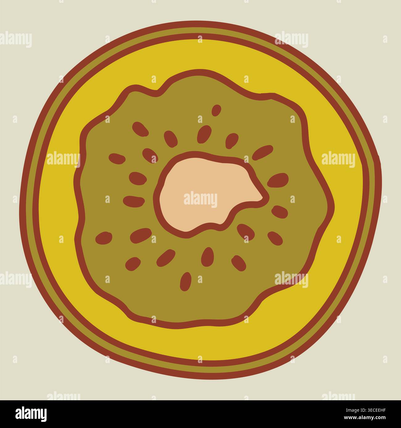 Kiwi fruit round slice vector flat illustration Stock Vector