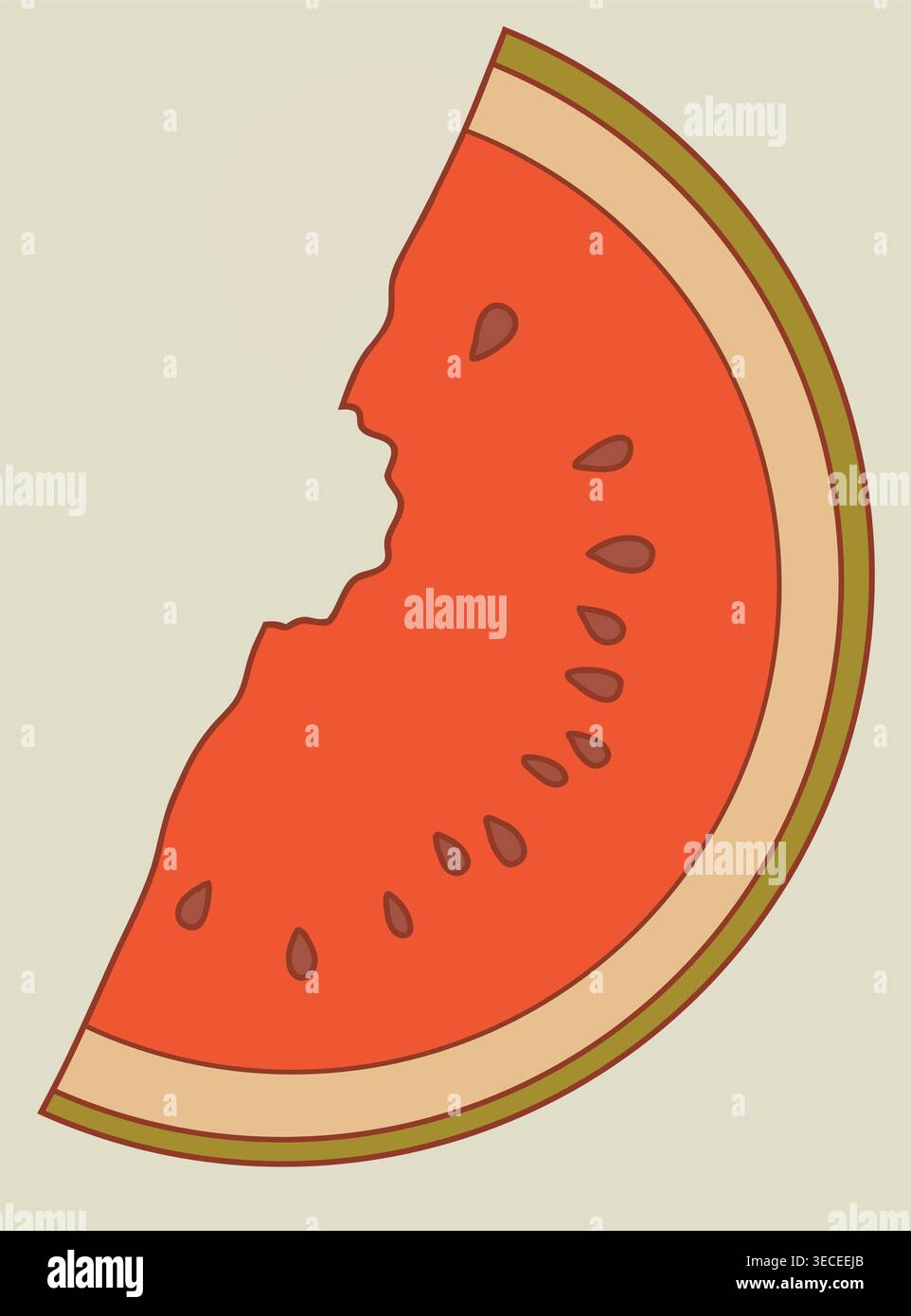 Bitten watermelon slice vector illustration in flat style Stock Vector