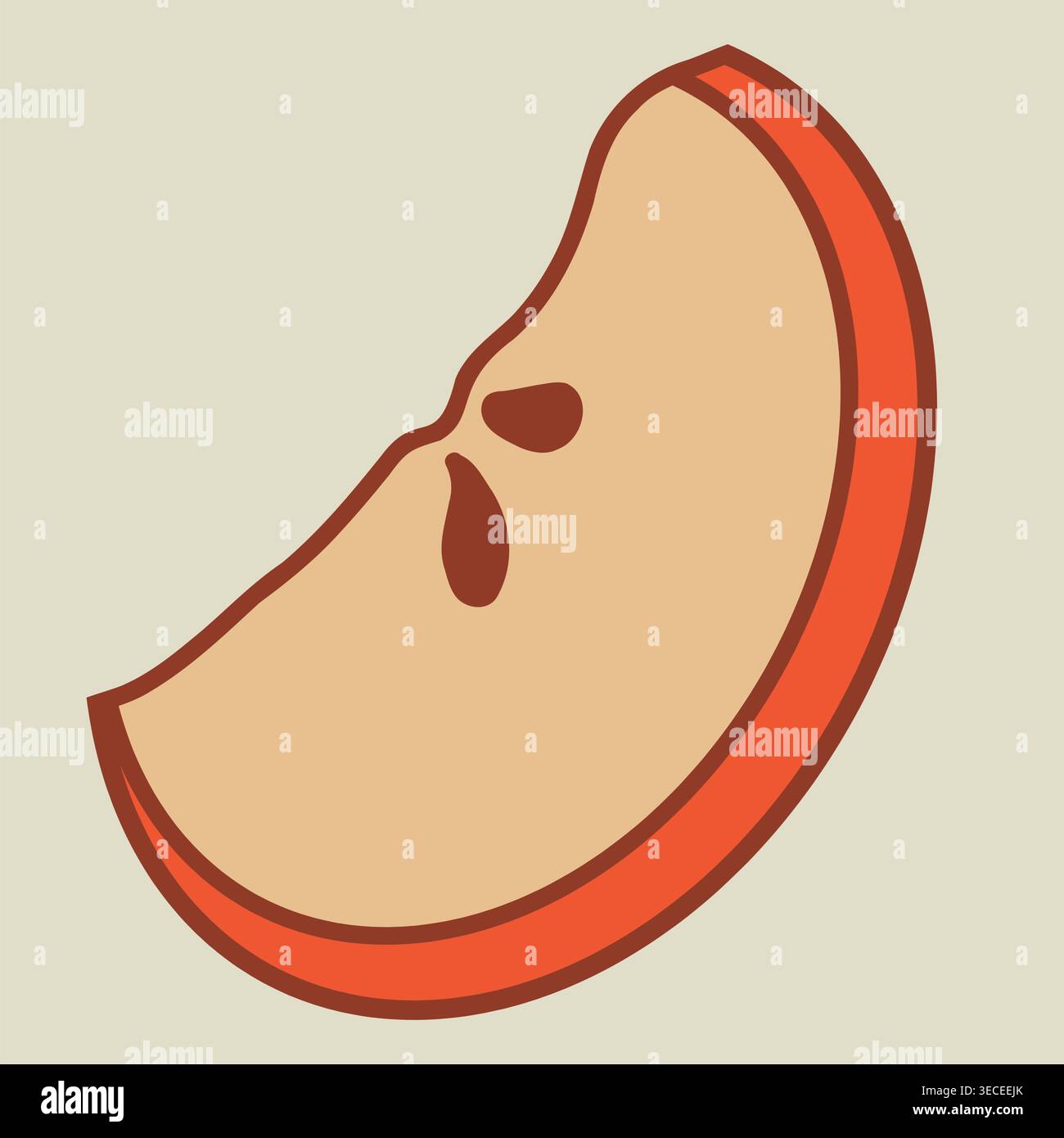Red apple slice with seeds vector illustration. Stock Vector