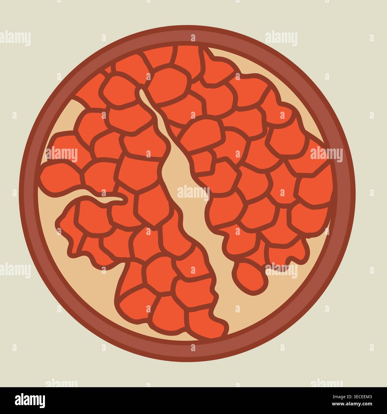Half of ripe pomegranate fruit vector illustration. Stock Vector