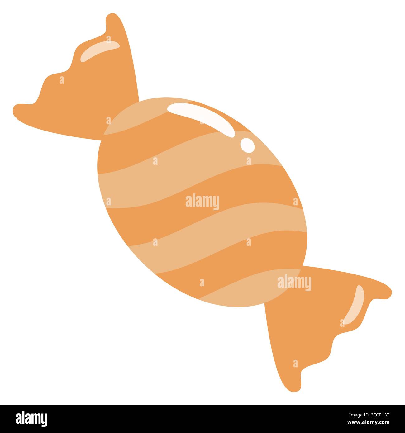 Soft orange wrapped candy with stripe detail, flat vector isolated, perfect for candy design, packaging and decoration Stock Vector