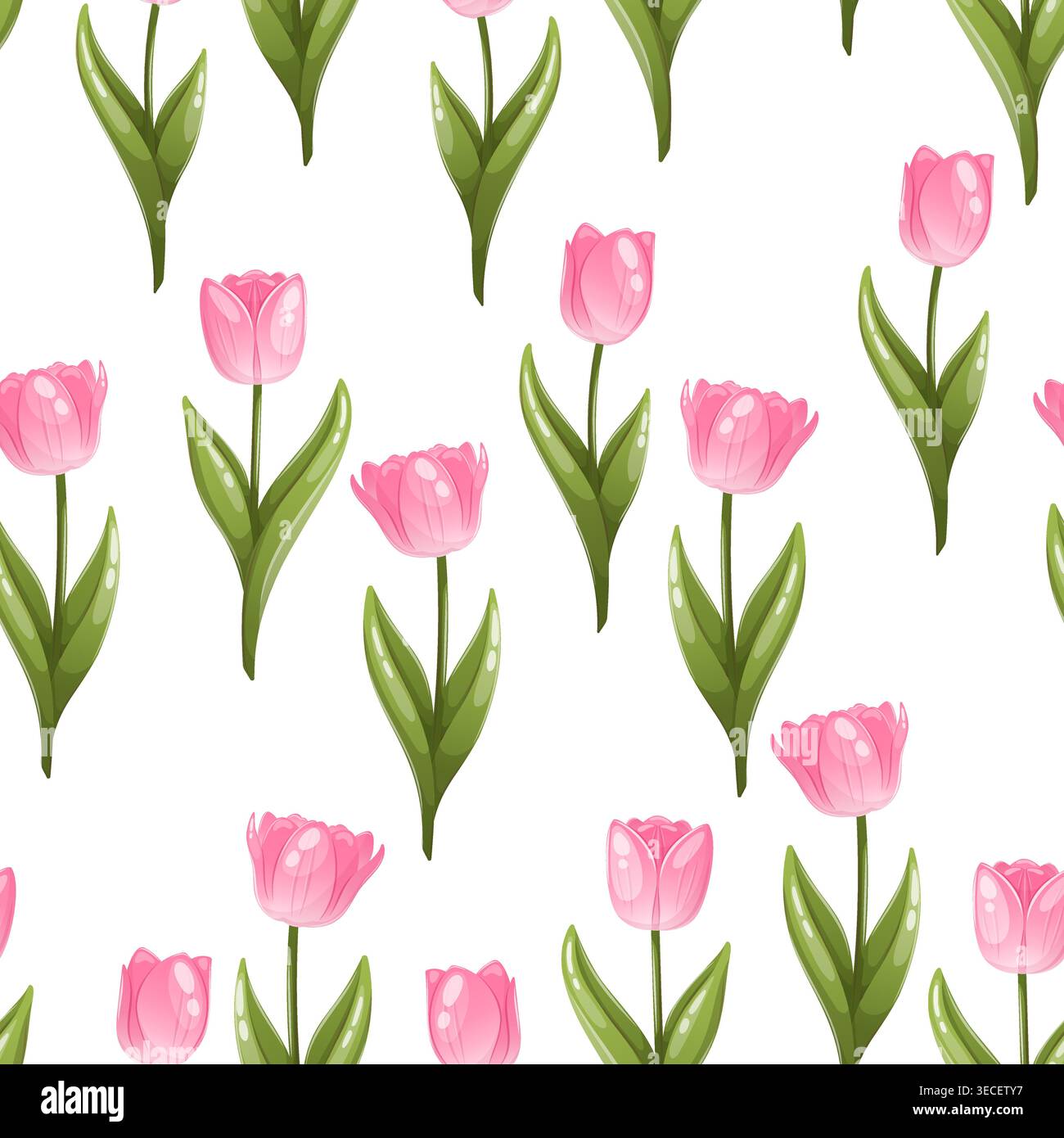 A seamless pattern of pink tulips Stock Vector