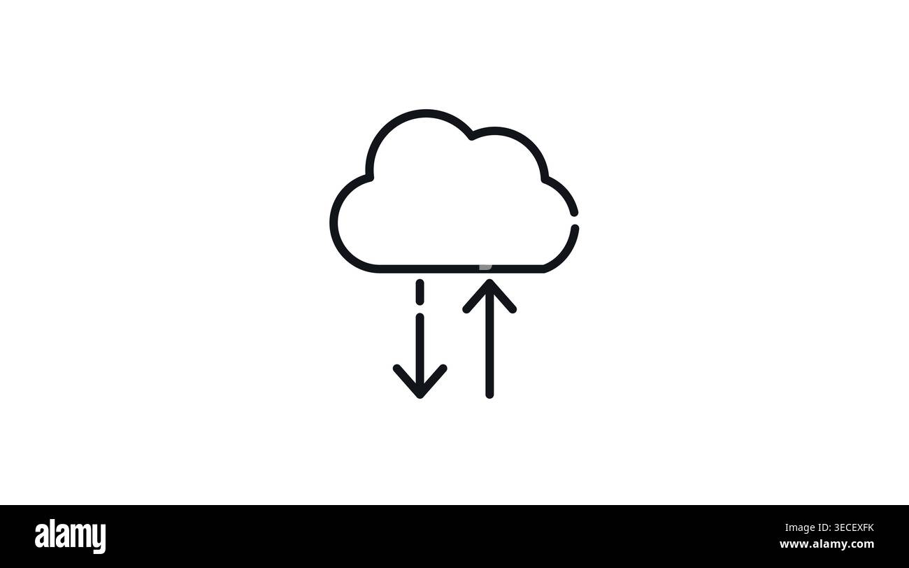 Cloud synchronization and data transfer icon: cloud with upload and download arrows Stock Vector