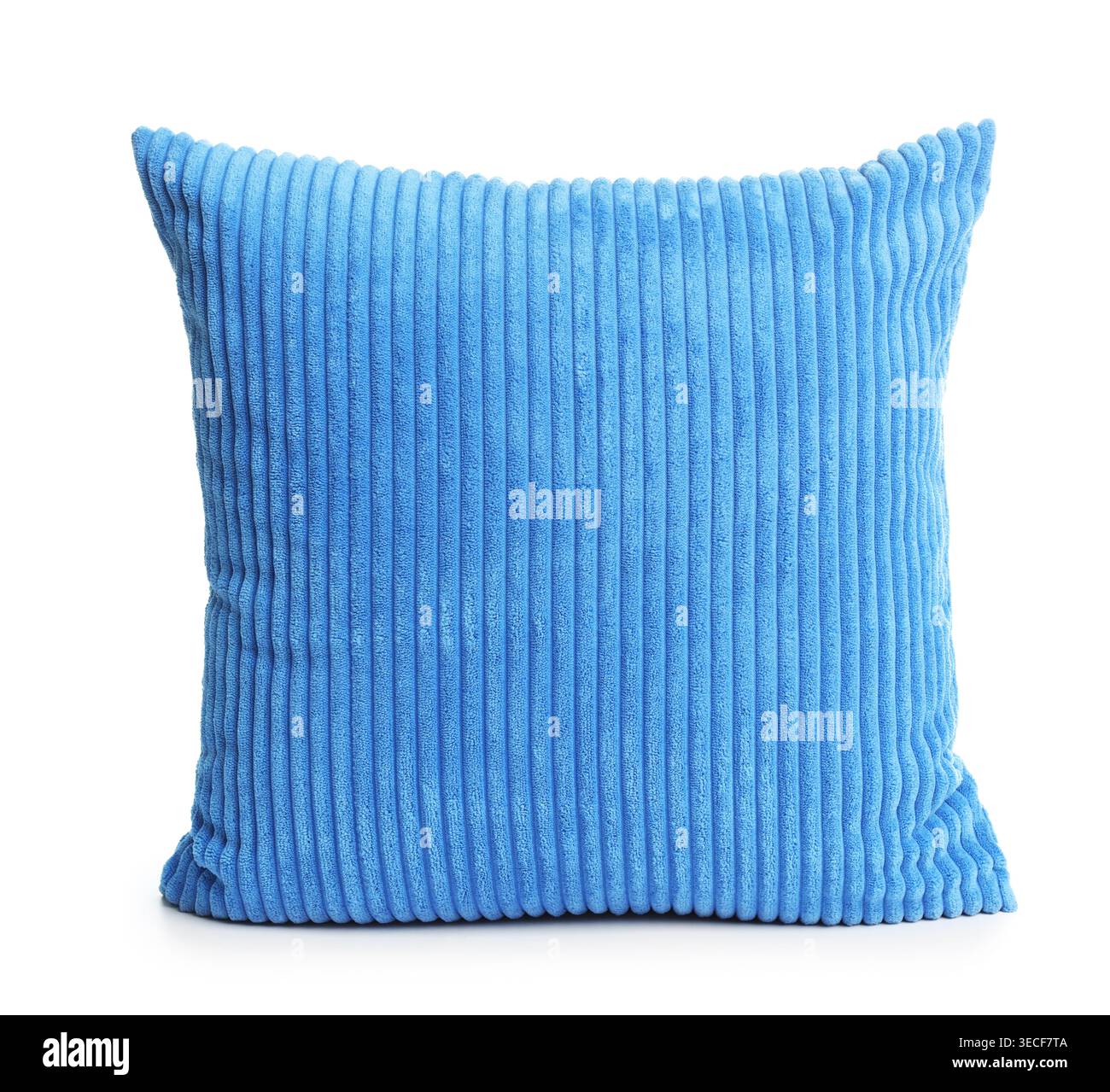 One soft light blue cushion isolated on white Stock Photo