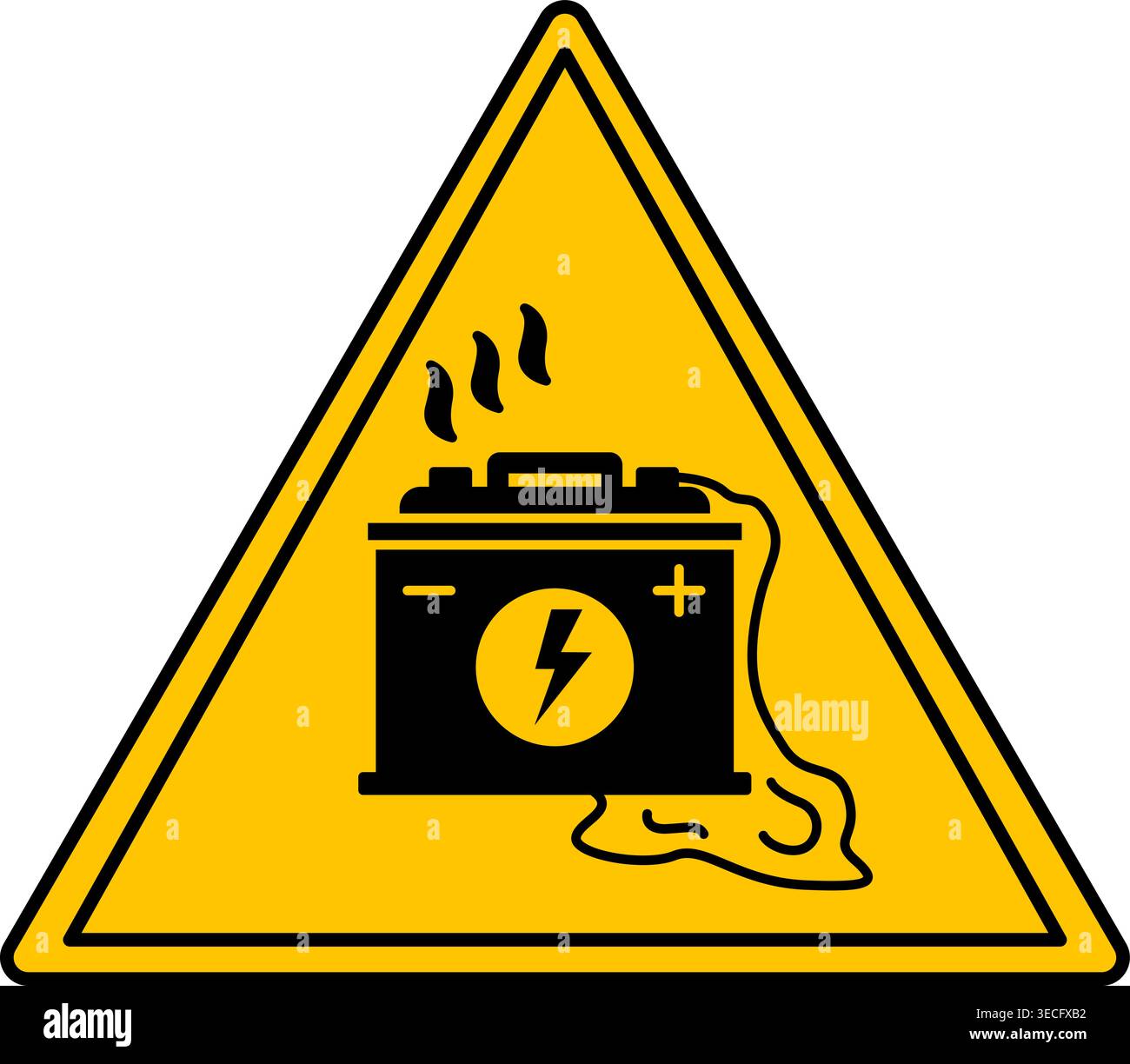 Yellow Sign Loading Battery. Vector Icon. Danger Warning Sign Stock Vector
