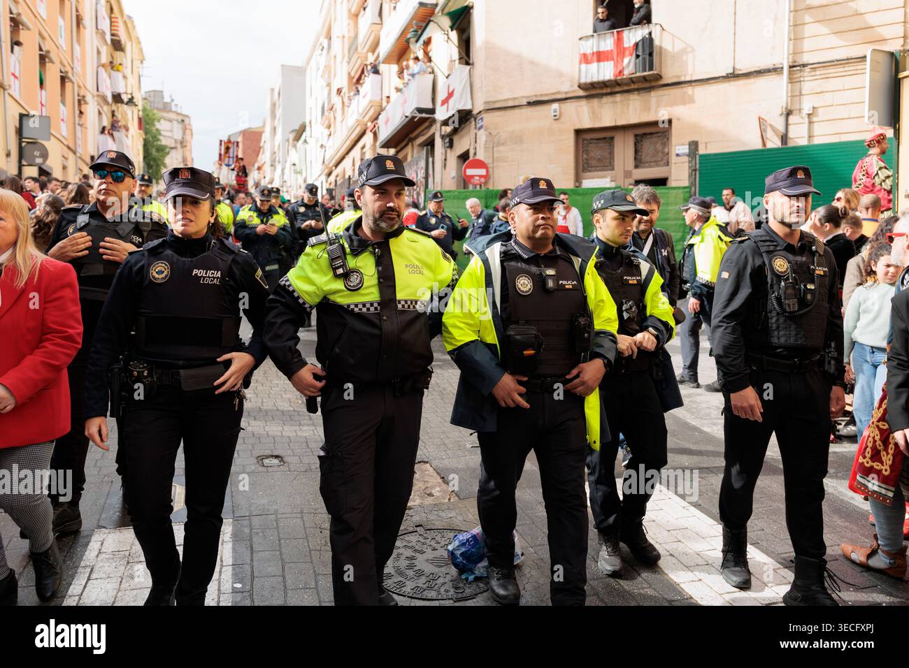 Local Police Officers Forming a Security Cordon to Clear the Parade ...