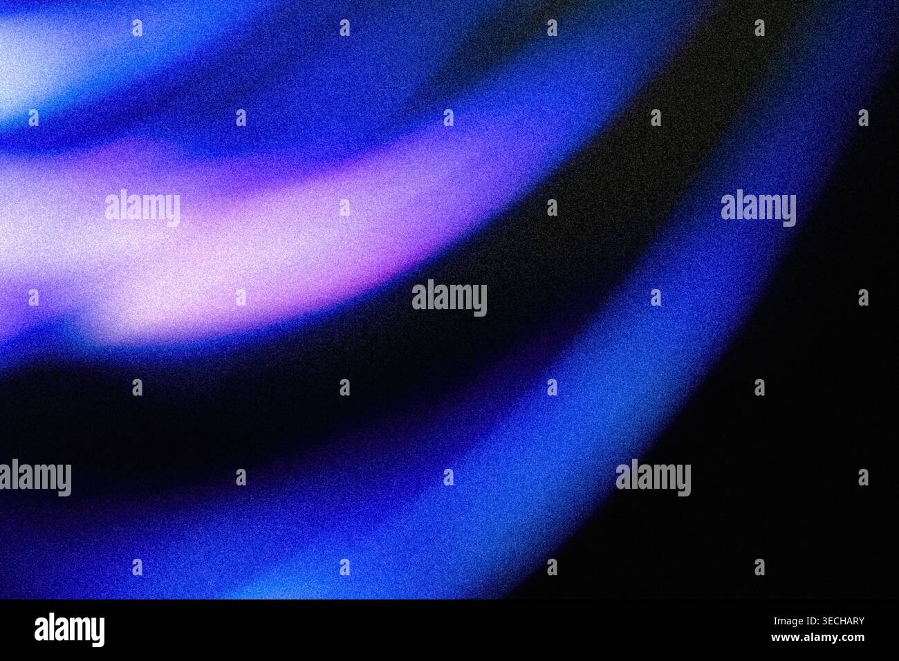 Abstract grainy gradient background with glowing blue and purple light waves Stock Photo
