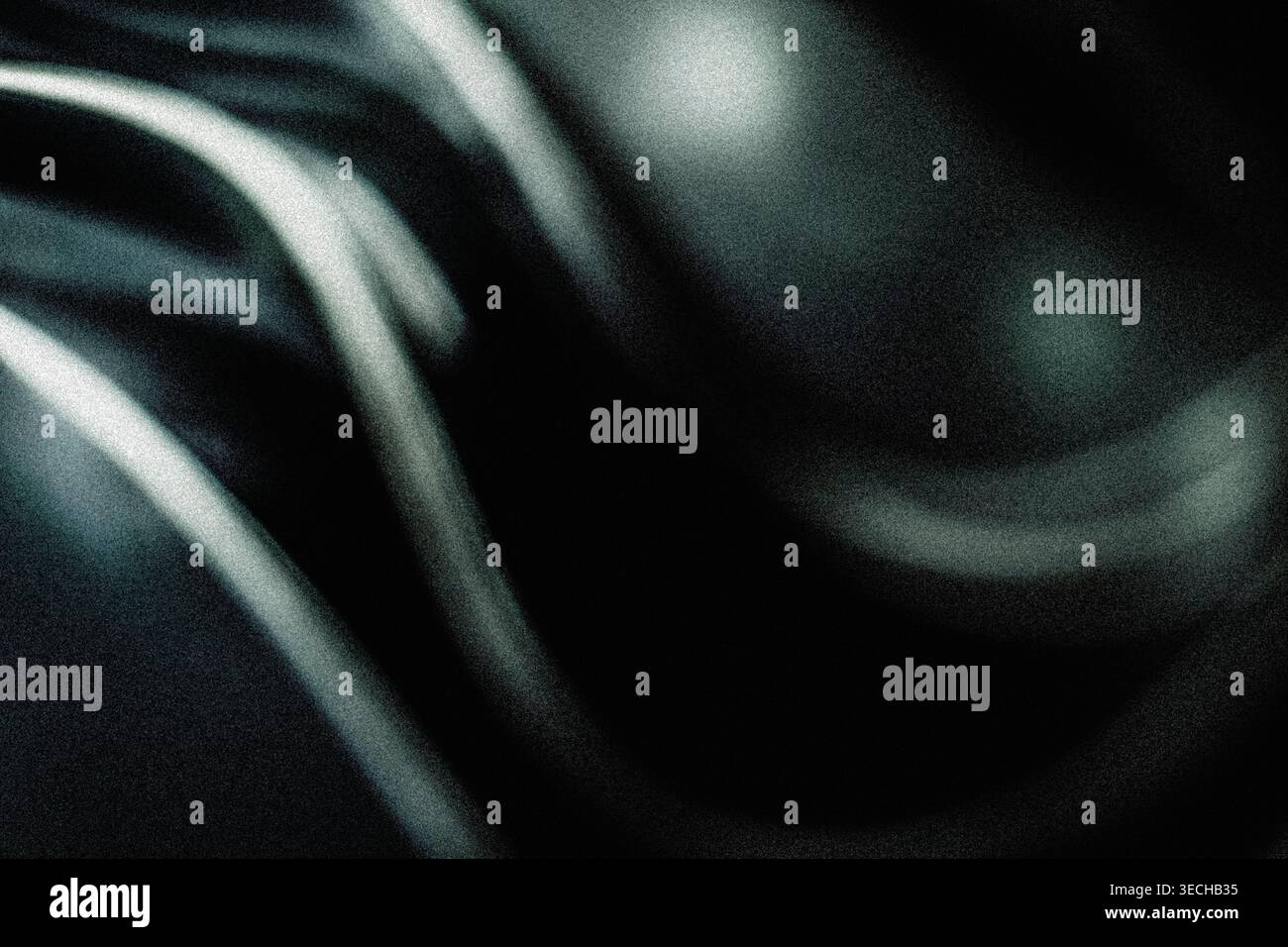 Abstract dark grainy background with fluid metallic light reflections Stock Photo