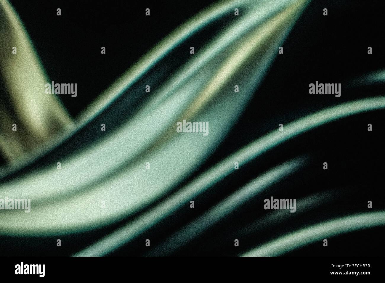 Sharp teal and green grainy light rays on dark background Stock Photo