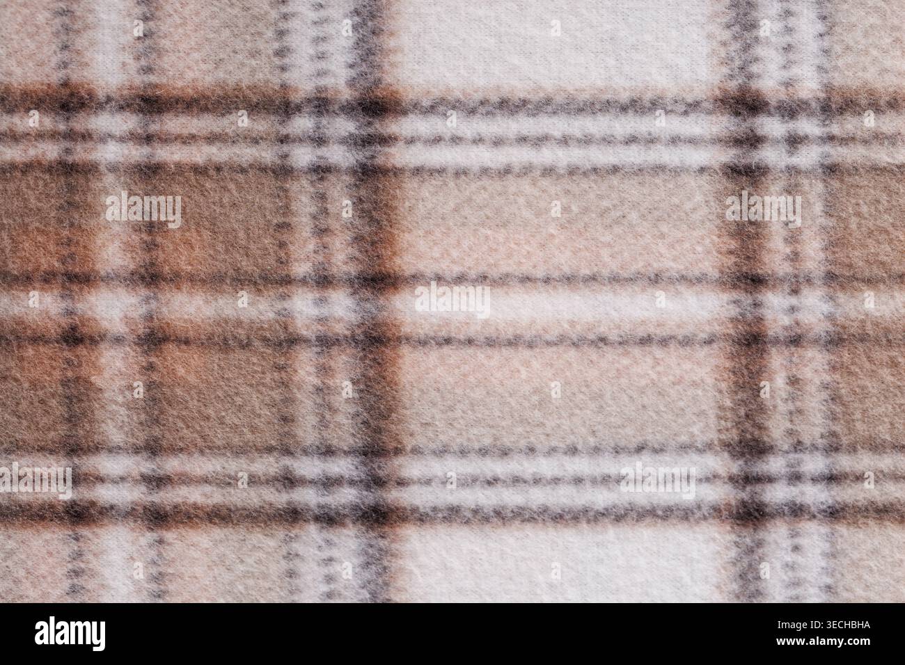Neutral Checkered Blanket Fabric Pattern Stock Photo