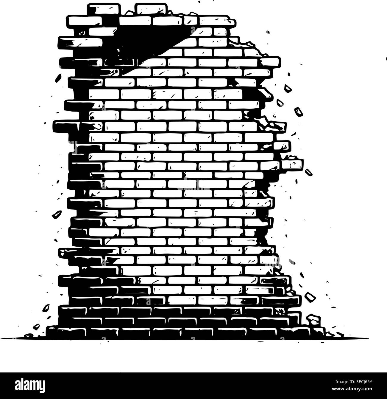 Crumbling Svg Vertical broken brick column with crumbling edges ideal for urban ...