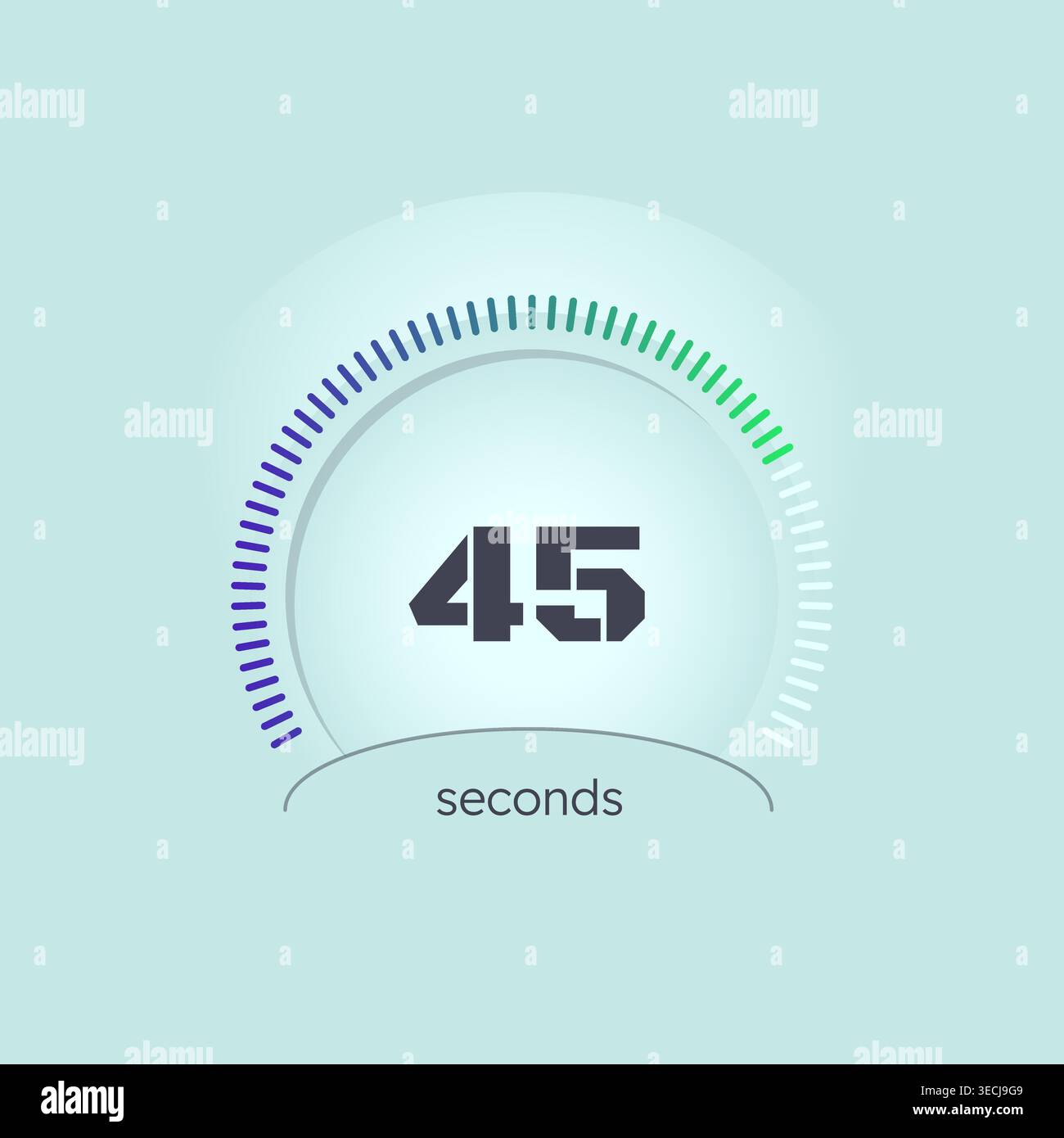 Blue green gradient radial dots circular countdown seconds Stock Vector