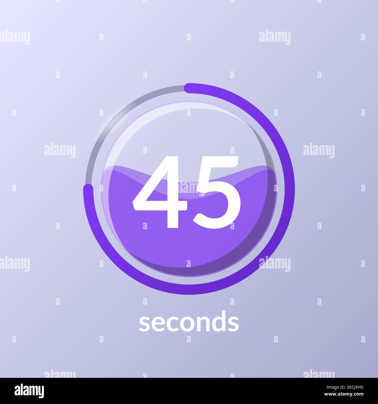 Liquid effect translucent circular countdown seconds Stock Vector
