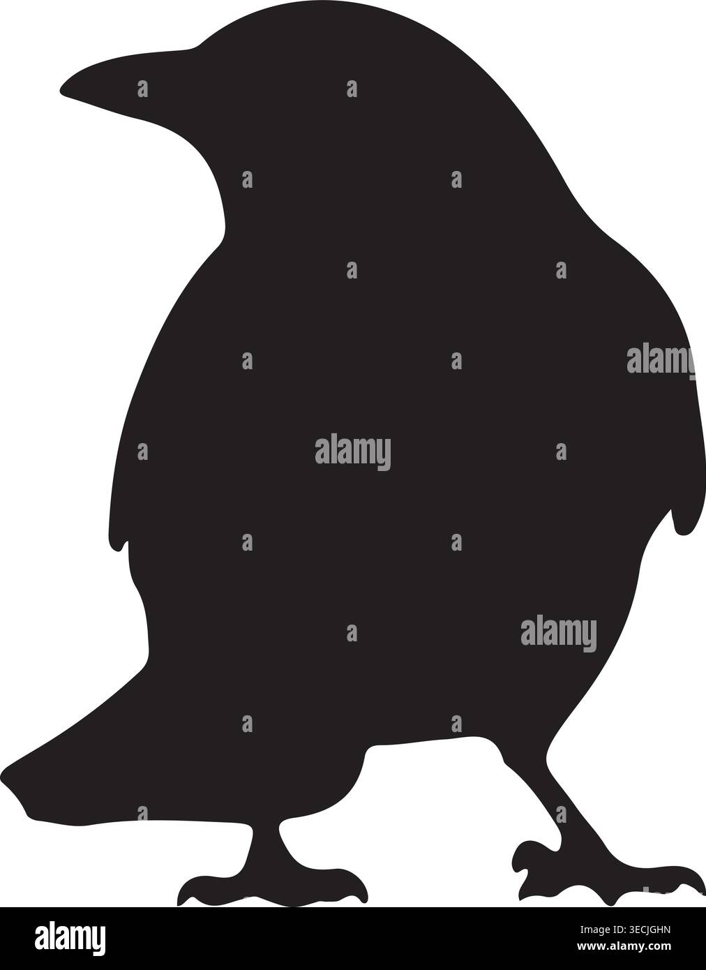 Minimal Black Bird Silhouette Vector Standing Isolated on Light Background Stock Vector