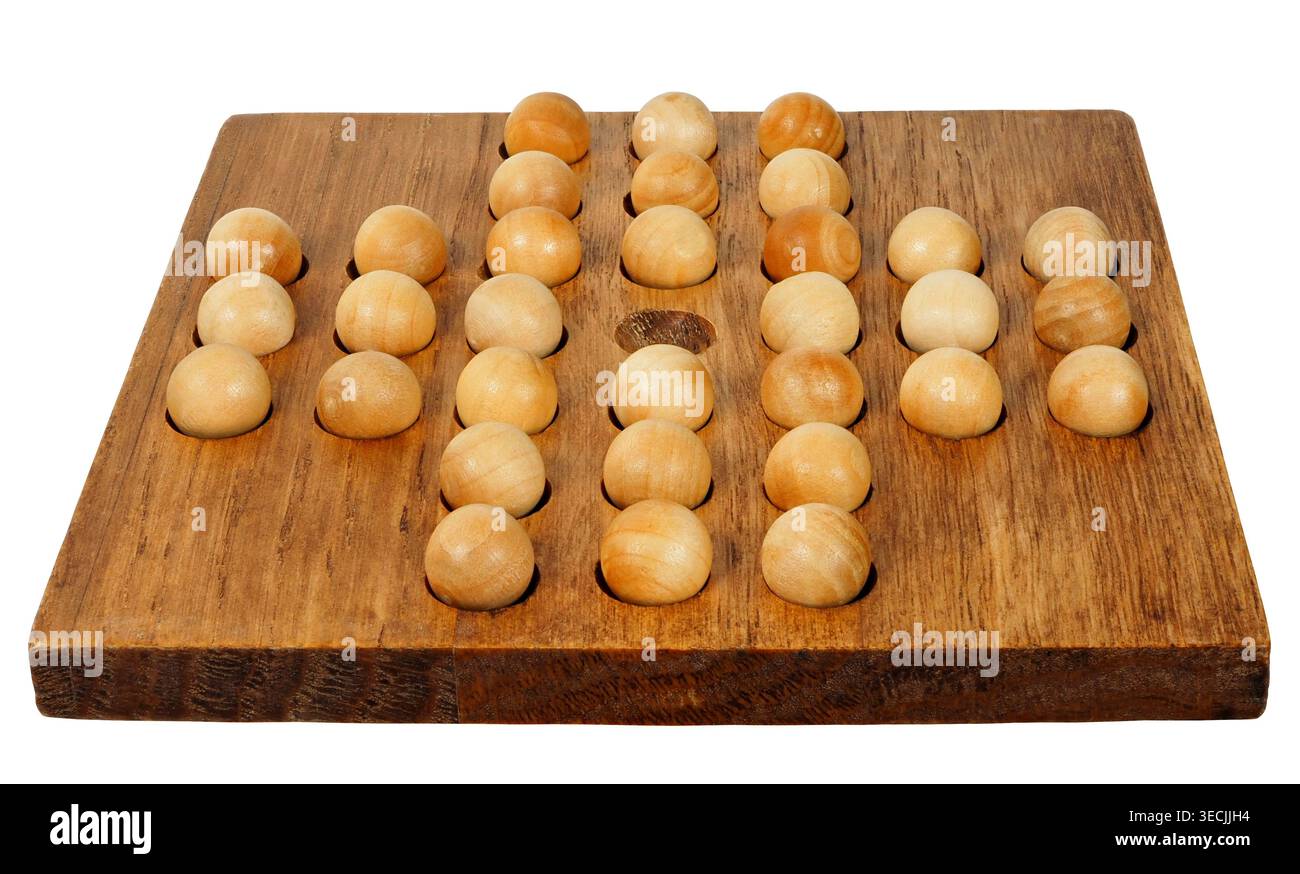 Marble solitaire isolated on white background Stock Photo