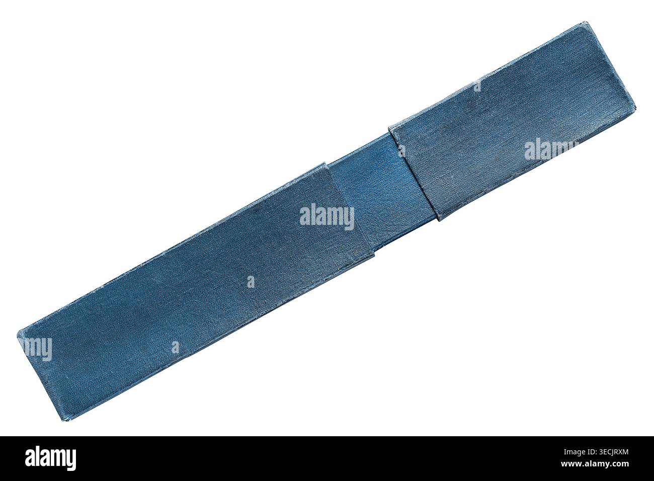 Old blue pencil box isolated on white background Stock Photo