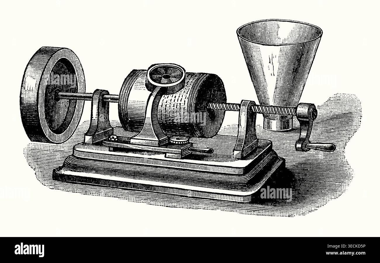 Thomas Edison Machine Inventions An old engraving of Edison’s original phonograph. It is from a ...