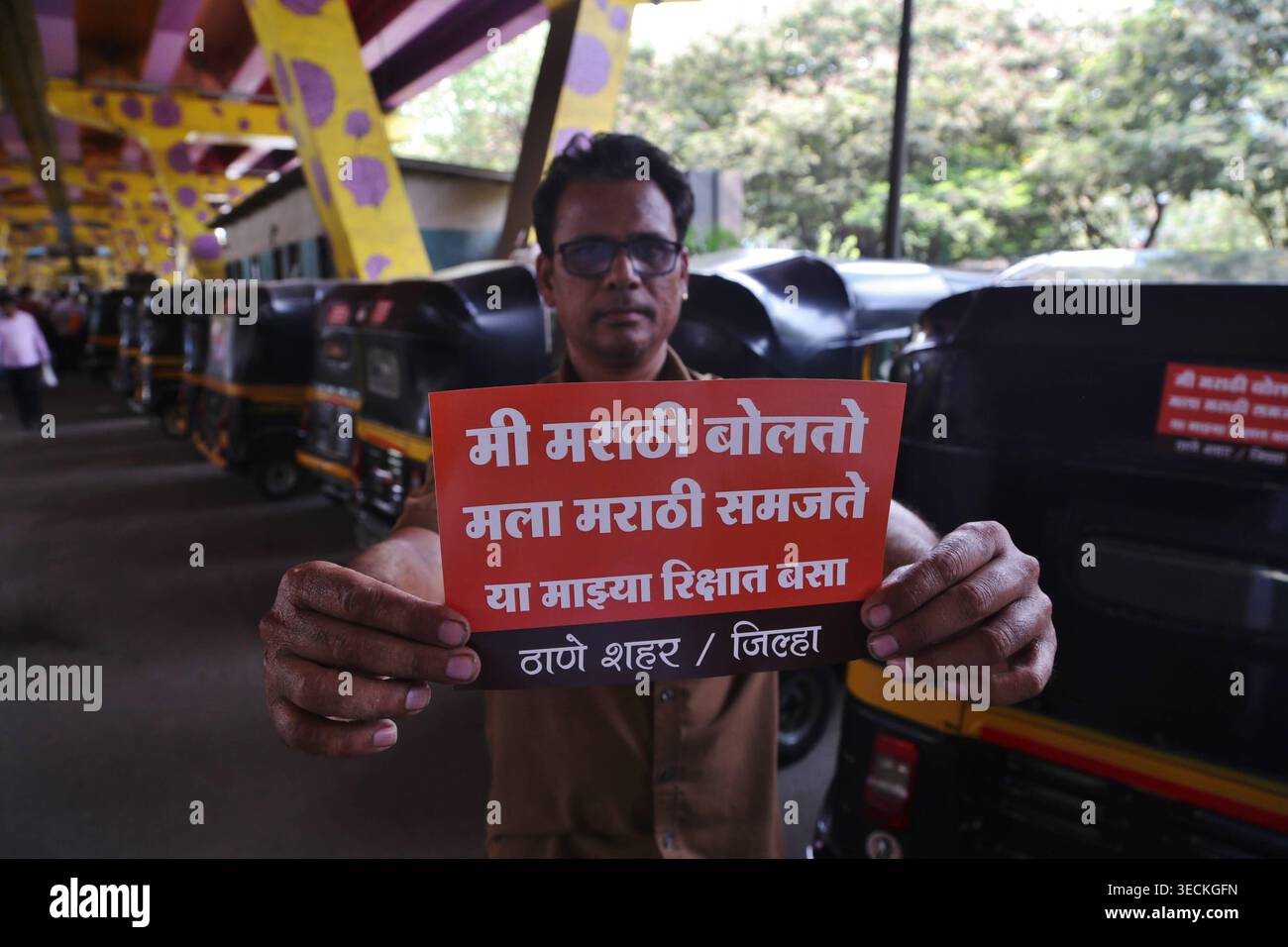 Indian Driver Sticker MUMBAI, INDIA - APRIL 27: Auto Drivers in Thane seen displaying and ...