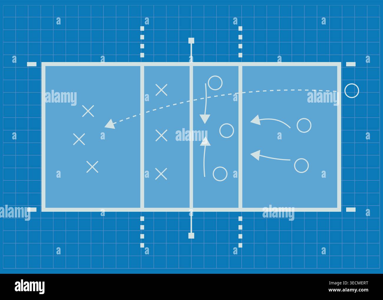 Player Position Design Flat vector illustration of a sports tactics board with arrows, player ...