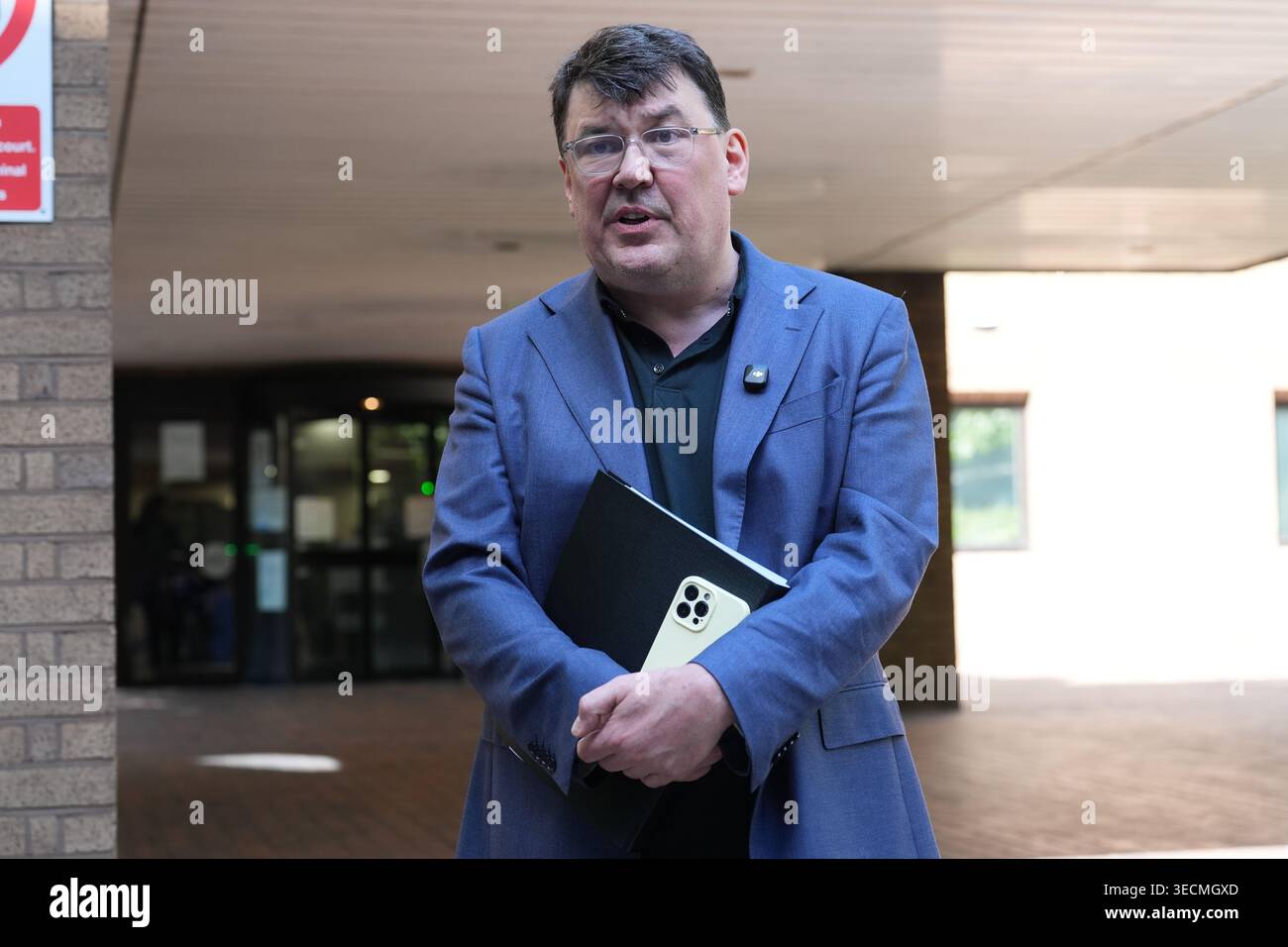 Graham Linehan speaking outside Southwark Crown Court, London, after he had his conviction for damaging the mobile phone of transgender activist Sophia Brooks overturned following an appeal hearing. Picture date: Friday May 1, 2026. Stock Photo