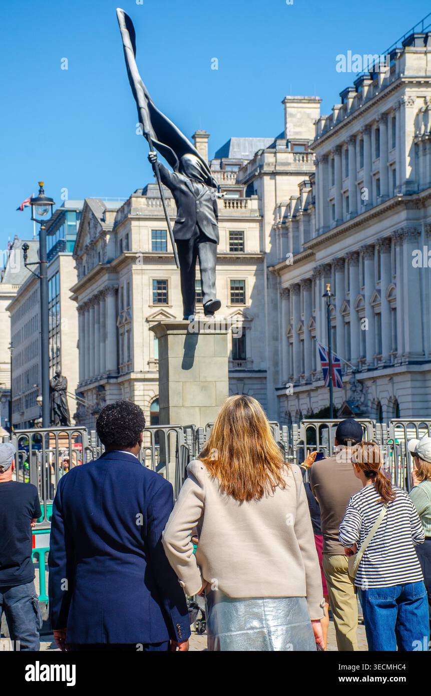Waterloo Square London, Uk, 1 May 2026. Banksy statue appears at night in Waterloo ...