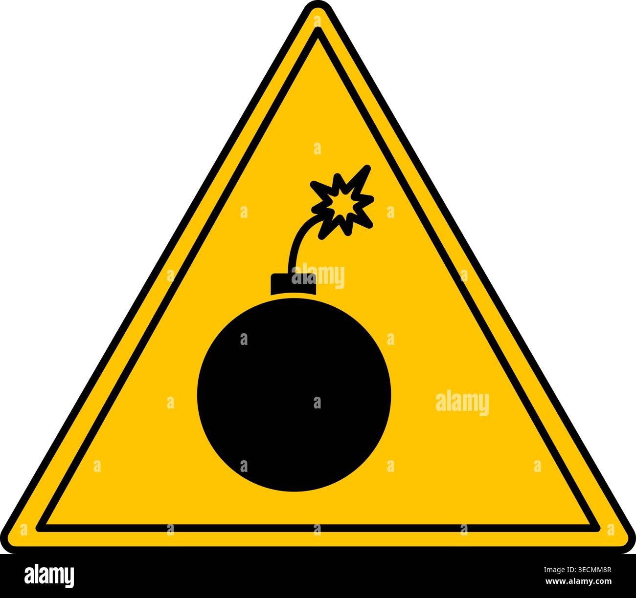 Yellow Bomb Sign. Vector Icon. Explosive Device. Danger Warning Sign Stock Vector
