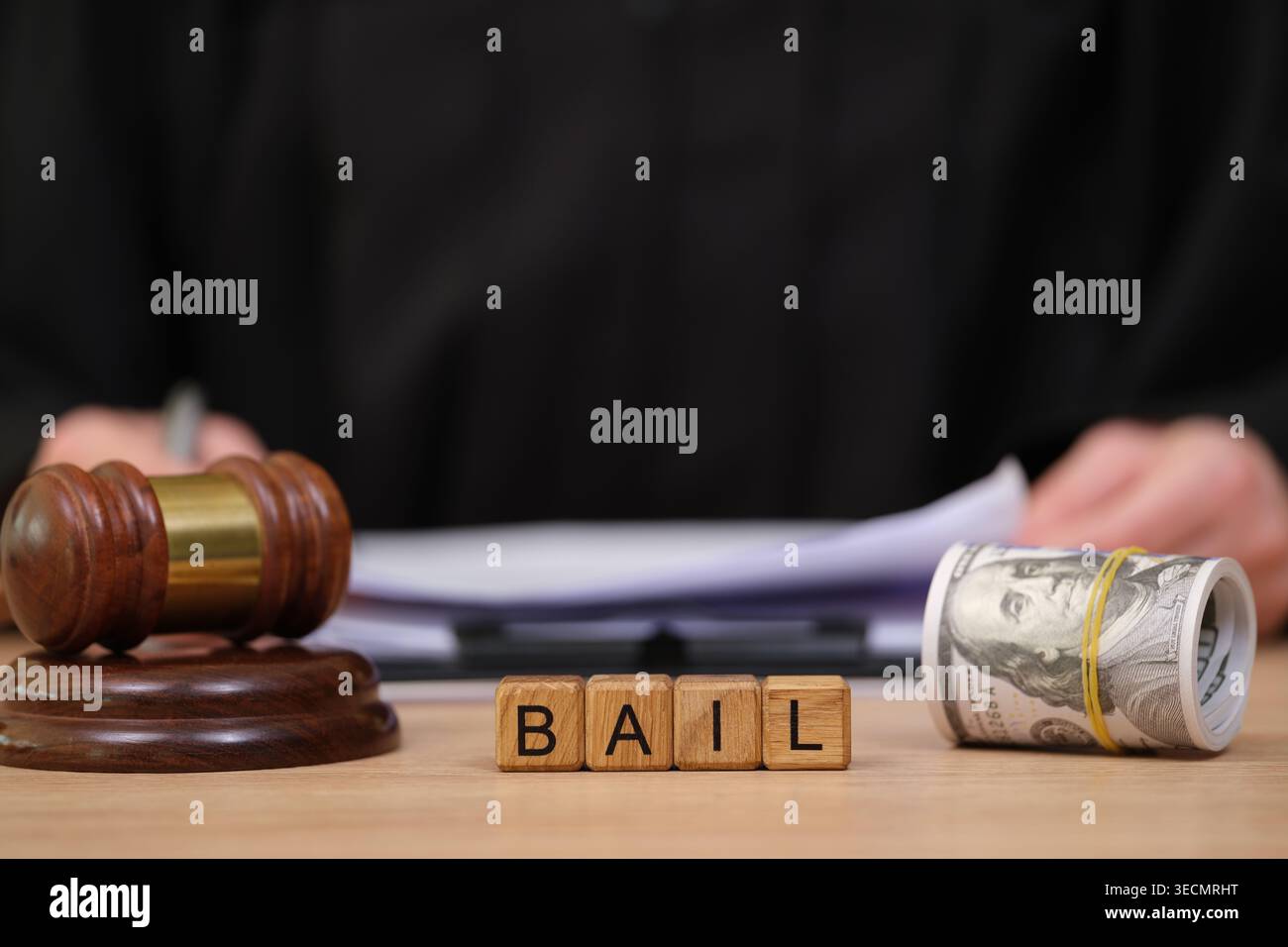 Courtroom scene captures the essence of justice with gavel and bail ...