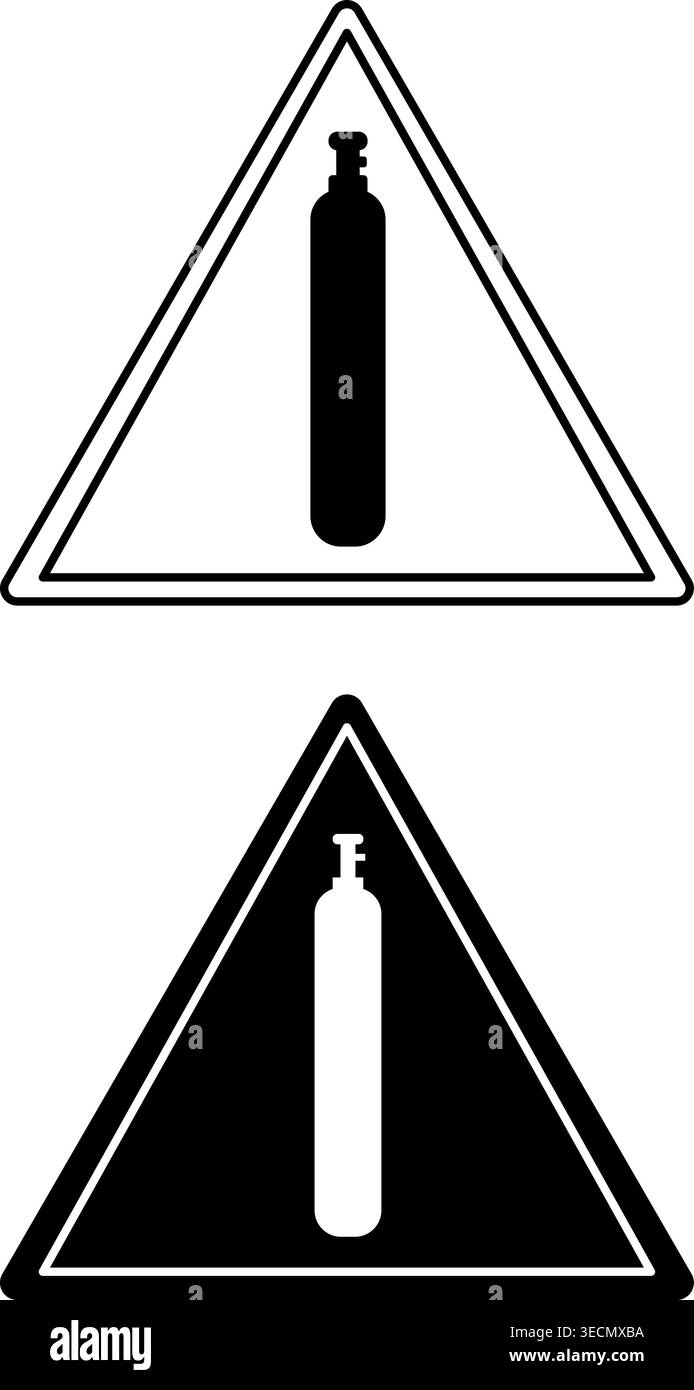 Signs Compressed Gas. Black and White Vector Icons. Danger Warning Sign ...