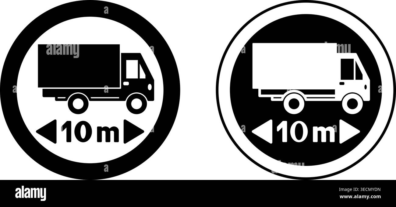 Length Limit Signs. Black and White Vector Icons. Maximum Permissible ...