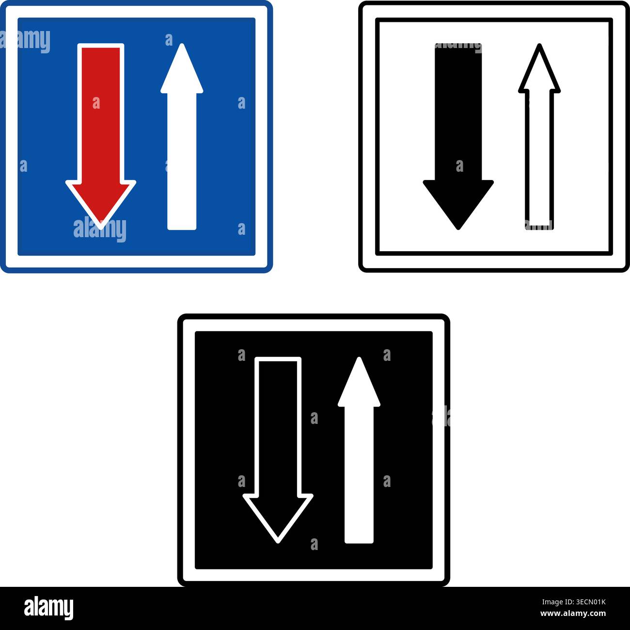 Priority Over Oncoming Signs. Road Signs. Blue, Black, and White Vector ...