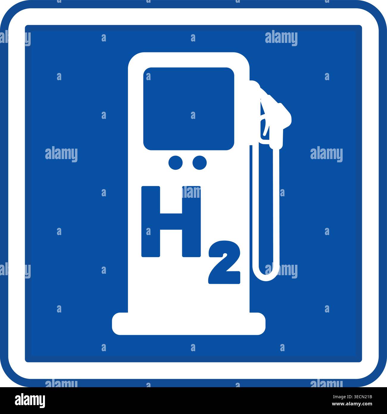 Blue Sign Hydrogen Station. Square Road Sign. Vector Icons Stock Vector