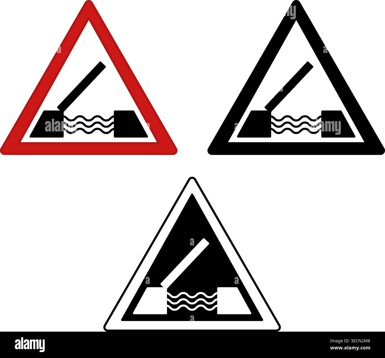 Signs Drawbridge. Red Road Signs. Hazard Warning. Black and White ...