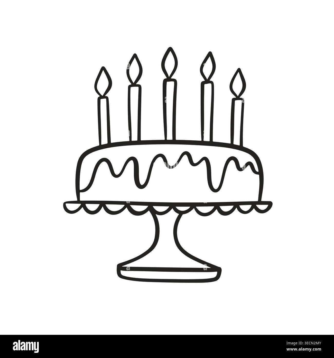 Birthday cake with candles vector doodle icon Stock Vector