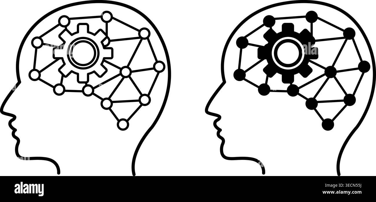 Artificial Intelligence icons. Vector Illustration of Human Head ...