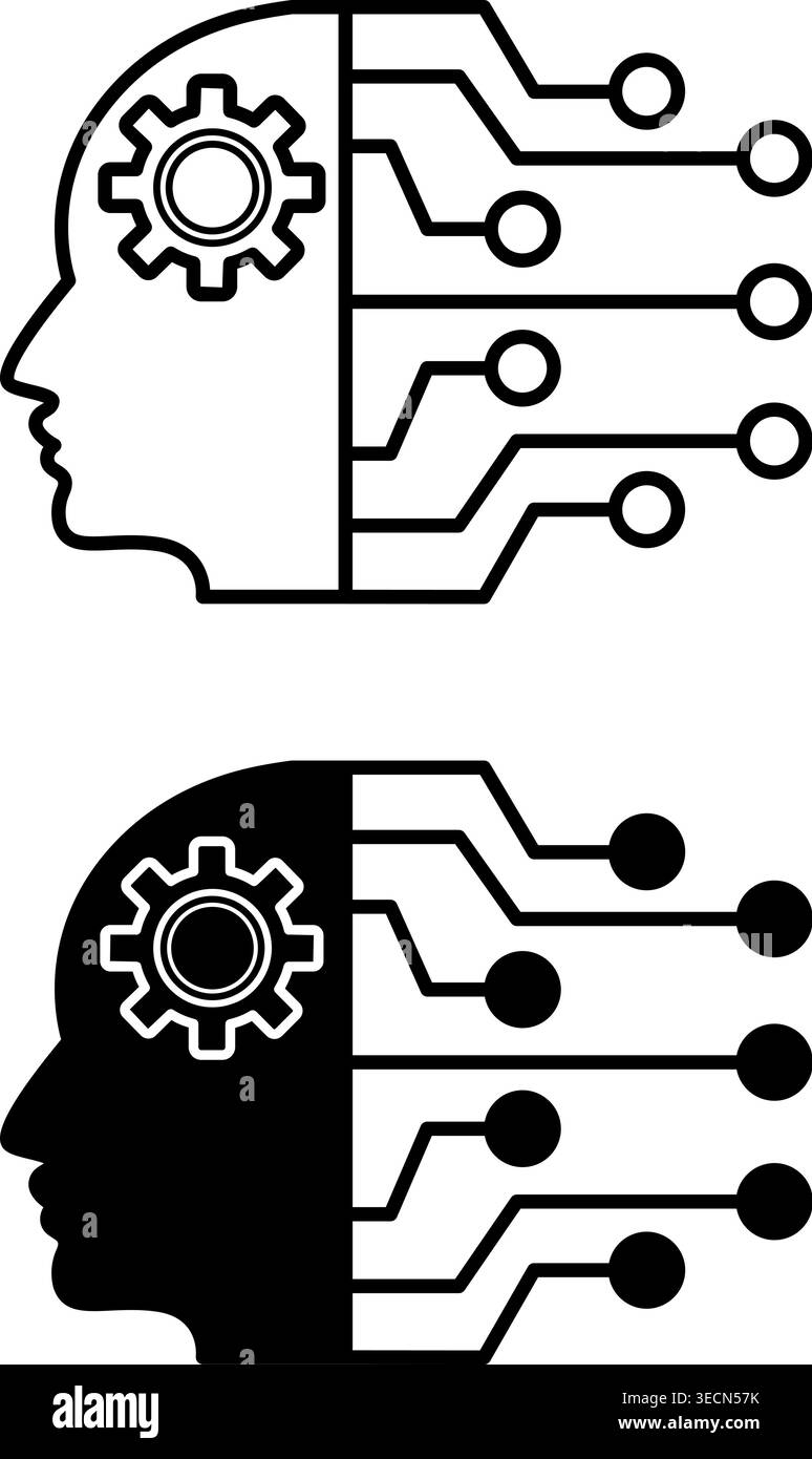 Humanoid icons. Smart Robot, Artificial Intelligence. Future Technologies Concept Stock Vector