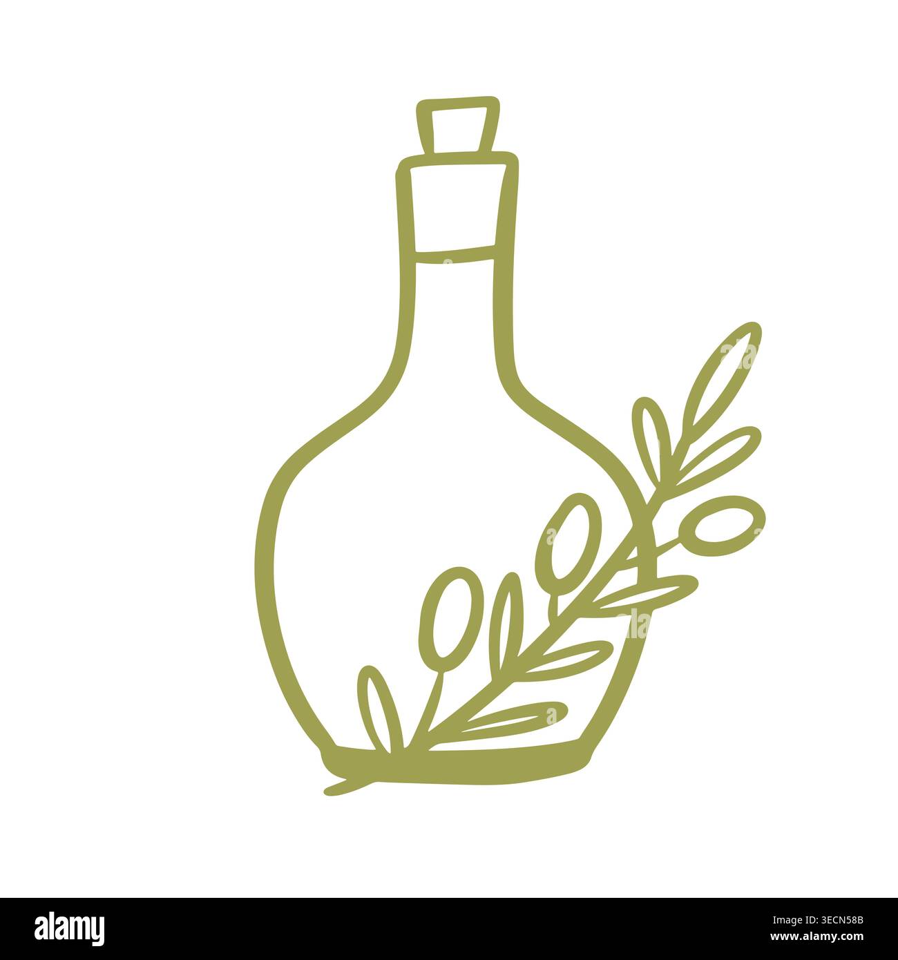 Olive oil bottle logo doodle vector illustration  Stock Vector