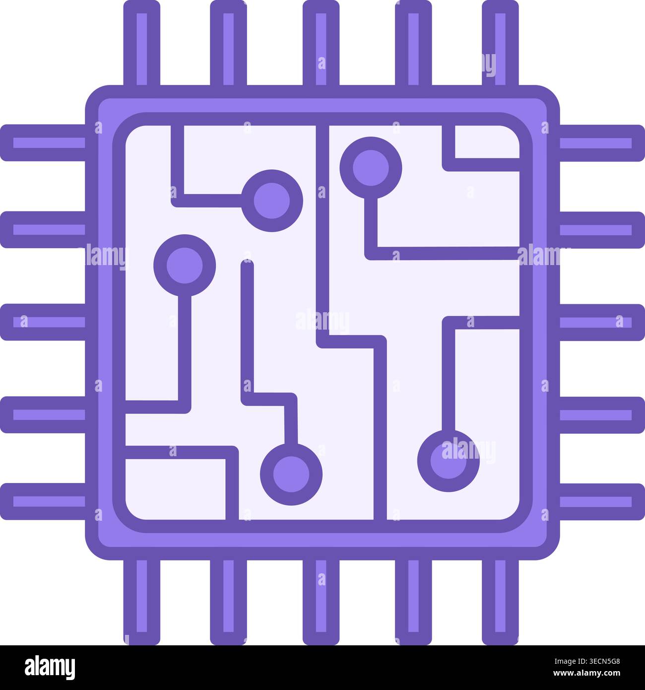 Colored Processor Icon. Semiconductor Processor Chip. Printed circuit board. Technology Concept Stock Vector